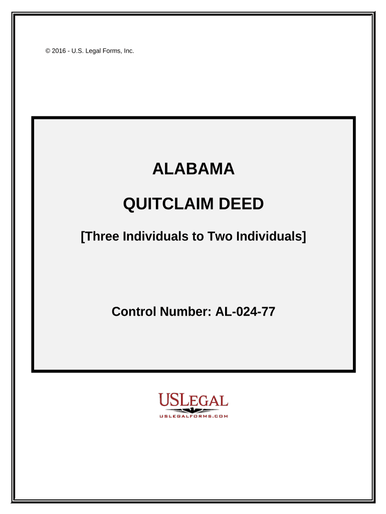 Quitclaim Deed from Three Individuals to Two Individuals Alabama  Form
