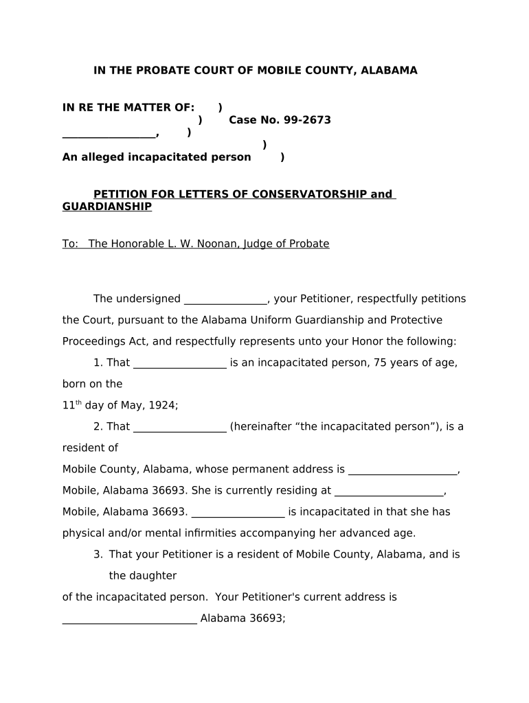 Alabama Conservatorship  Form