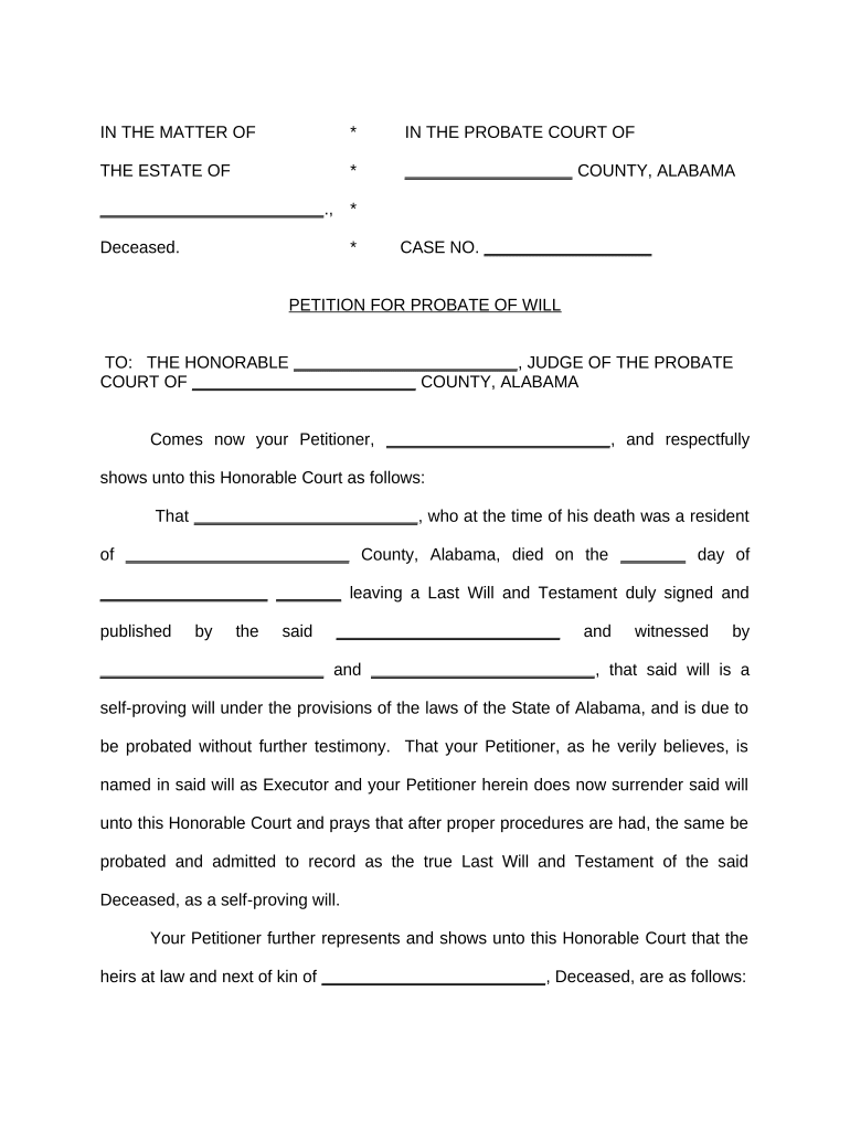 Alabama Probate  Form