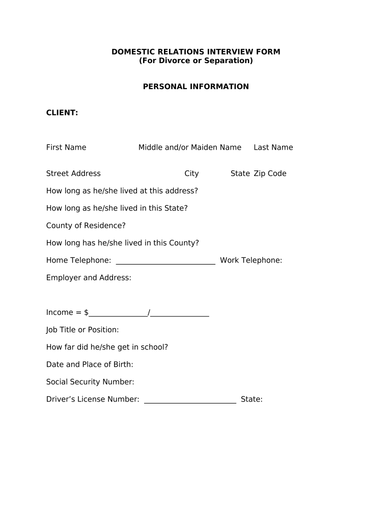 Client Interview Form Alabama