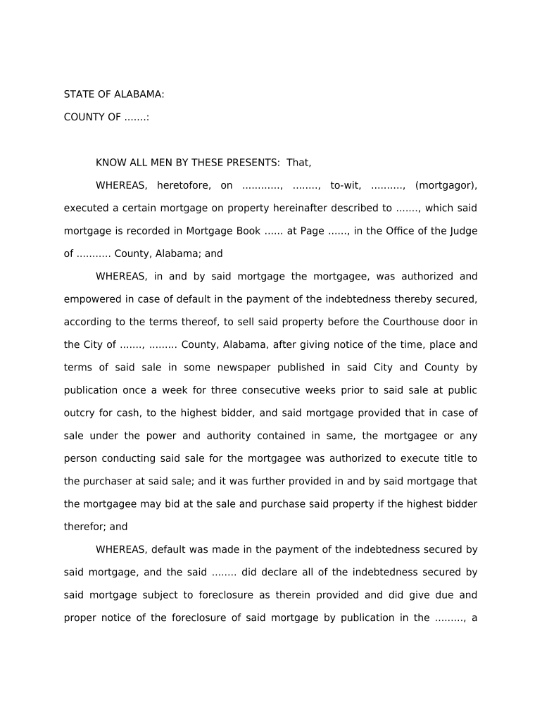 Alabama Foreclosure  Form