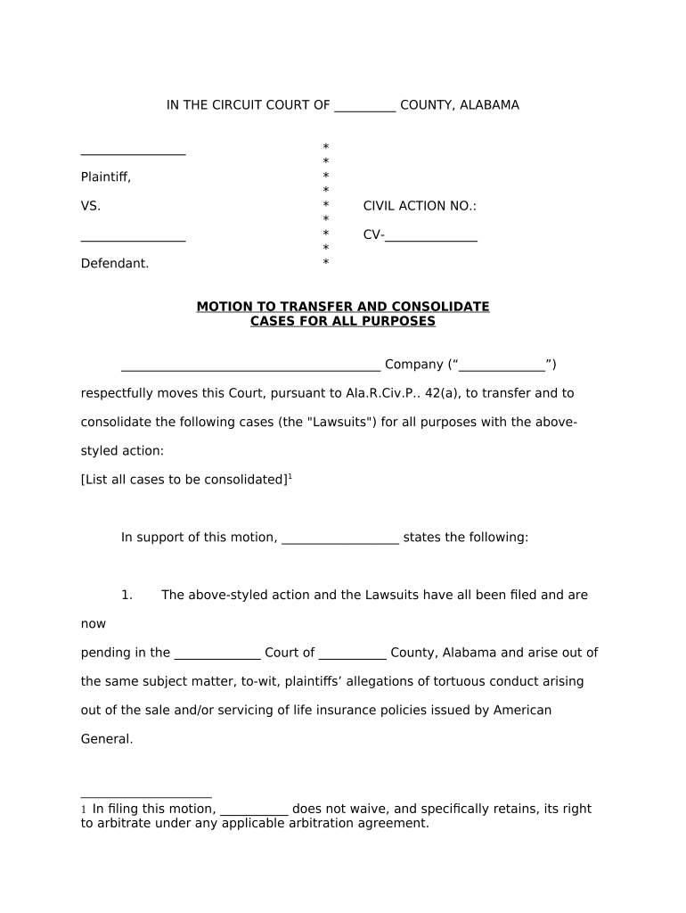 Motion Consolidate  Form