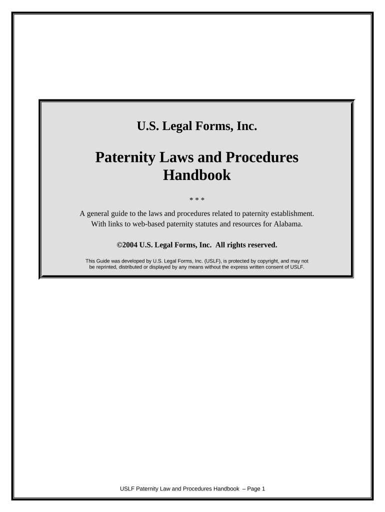 Paternity Law and Procedure Handbook Alabama  Form