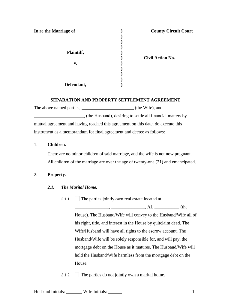 Alabama Agreement Form