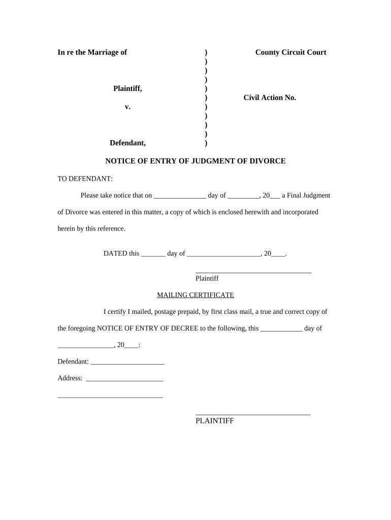 Notice Judgment Form