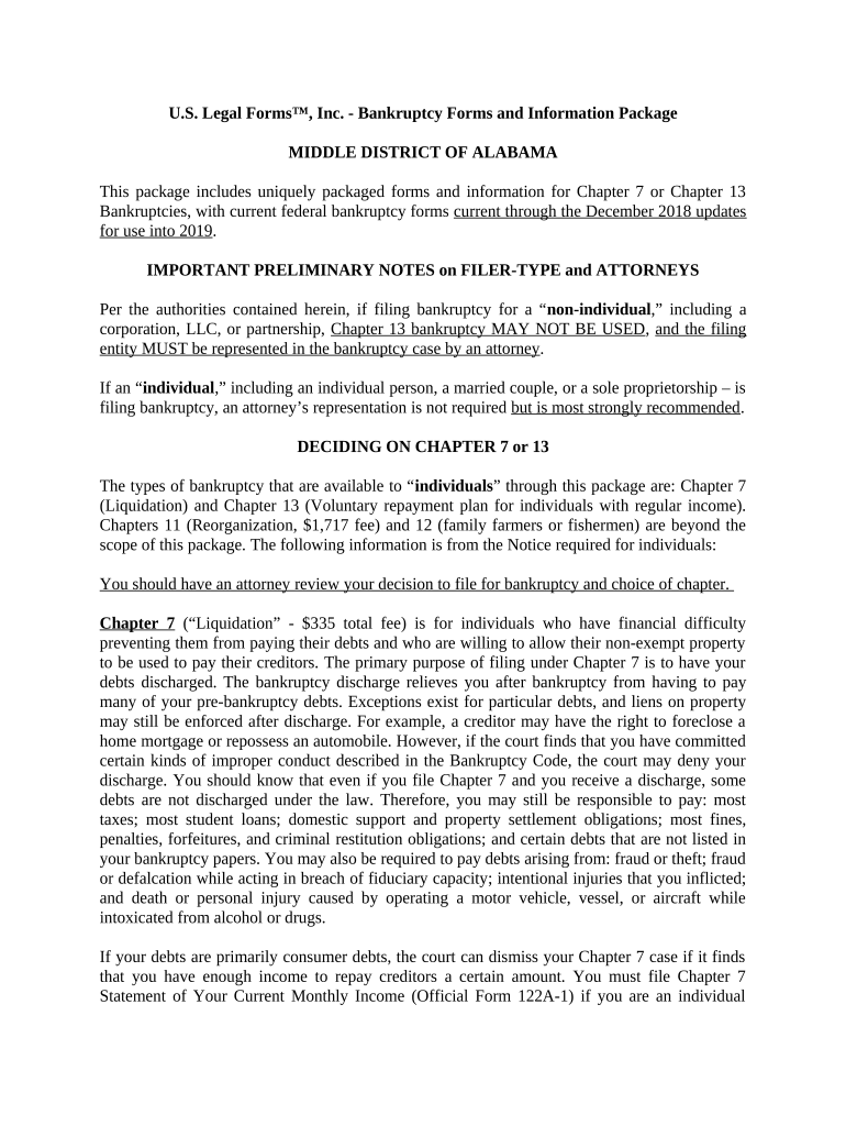 Al Middle Bankruptcy  Form