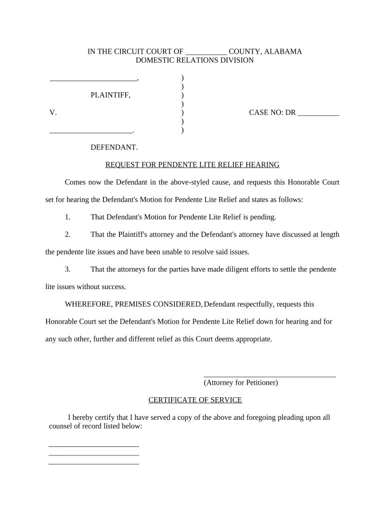 Request Hearing Motion  Form