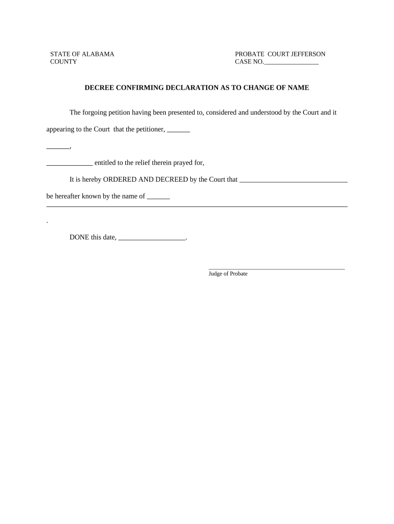 Alabama Change Name County  Form