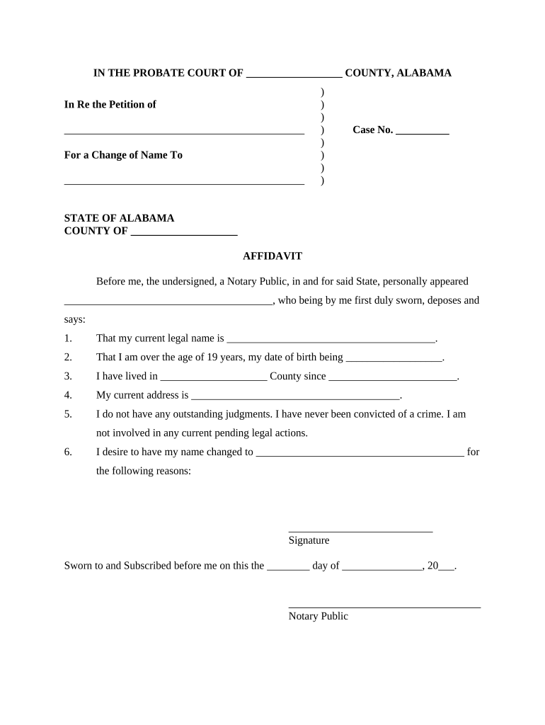 Alabama Affidavit Form