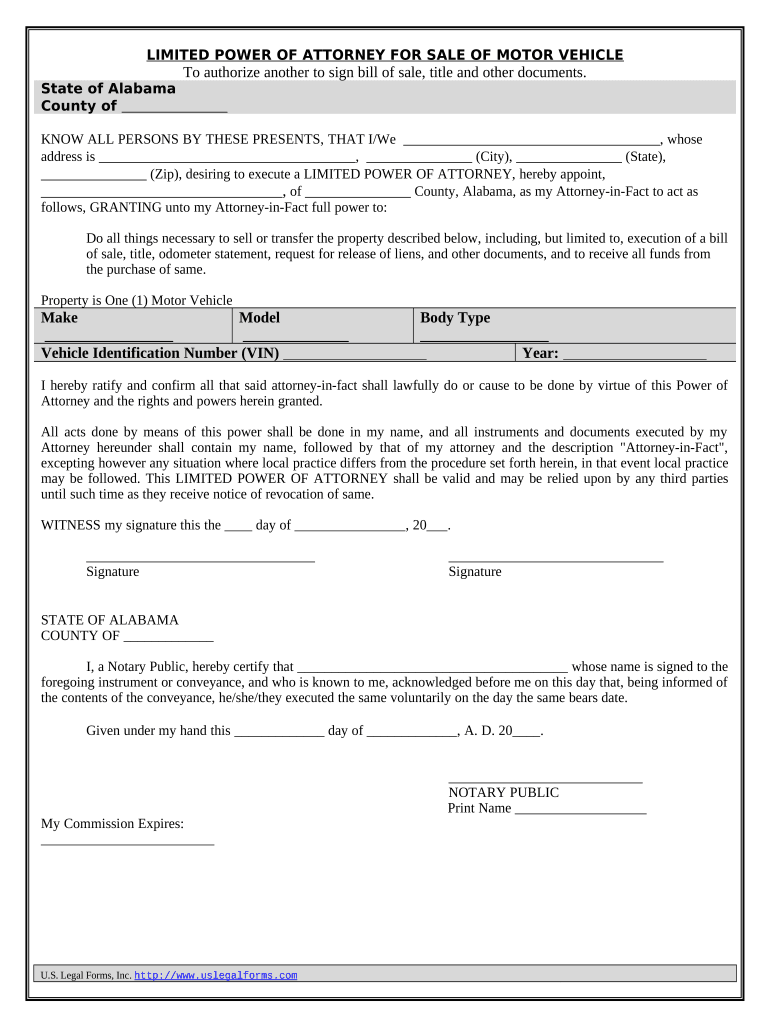 Alabama Sale Vehicle  Form