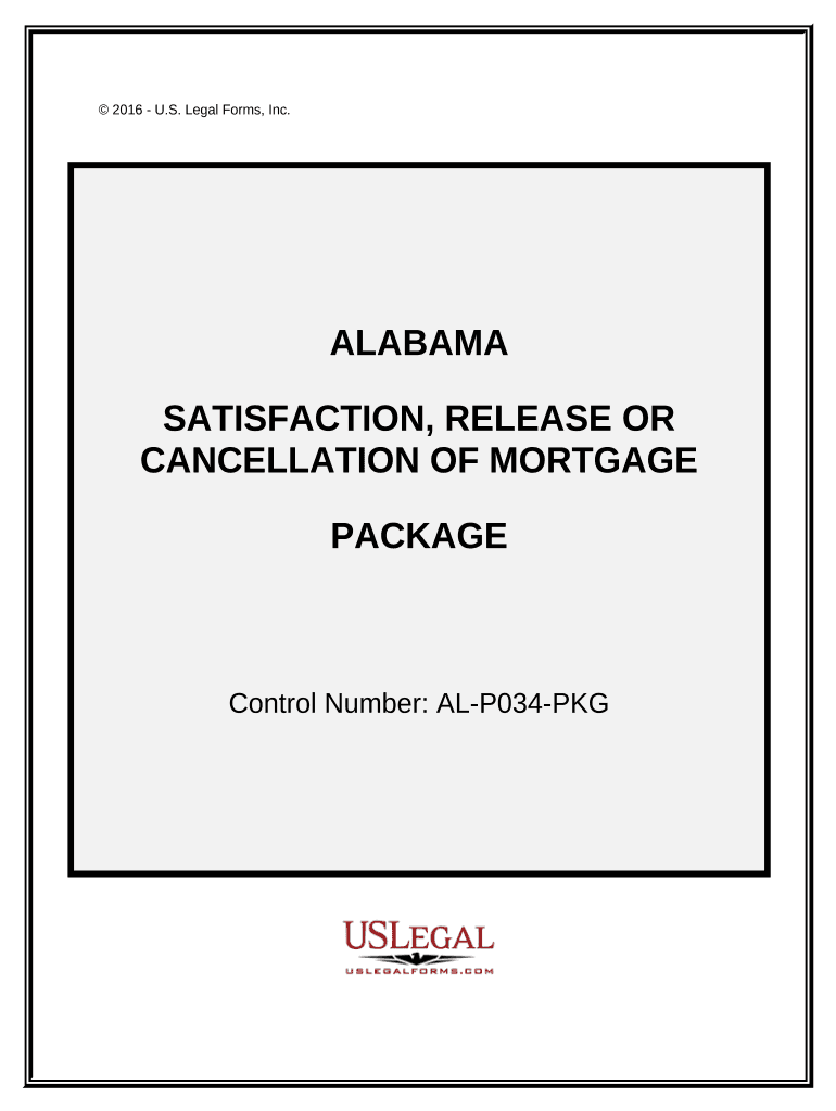 Satisfaction, Cancellation or Release of Mortgage Package Alabama  Form