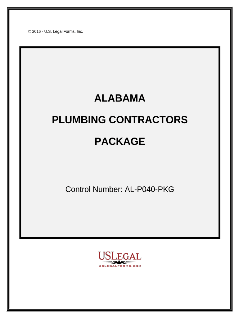 Plumbing Contractor Package Alabama  Form