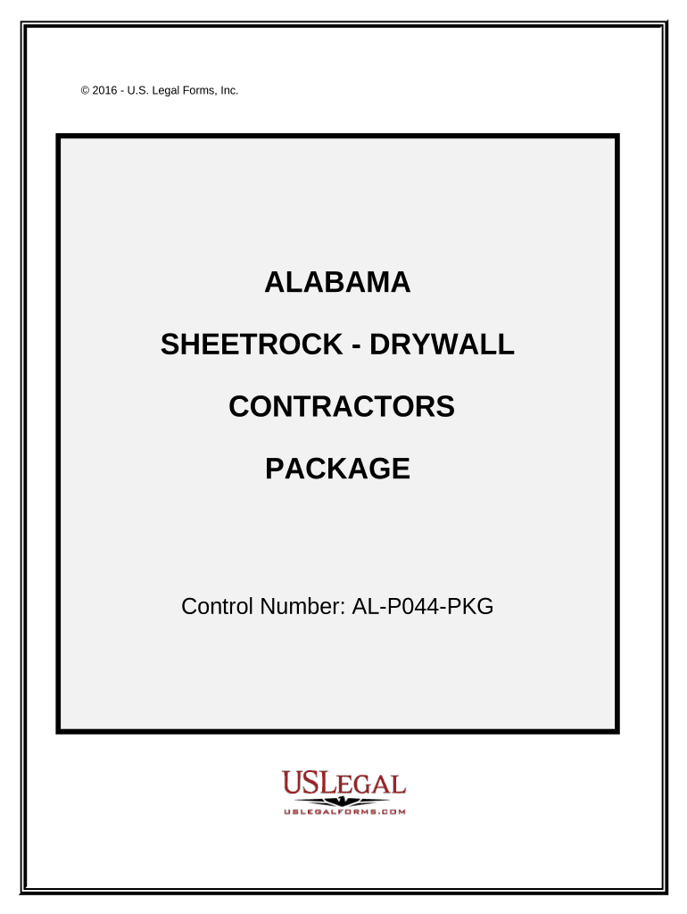 Sheetrock Drywall Contractor Package Alabama  Form