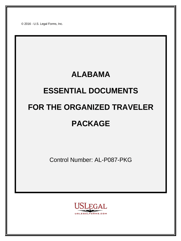 Essential Documents for the Organized Traveler Package Alabama  Form