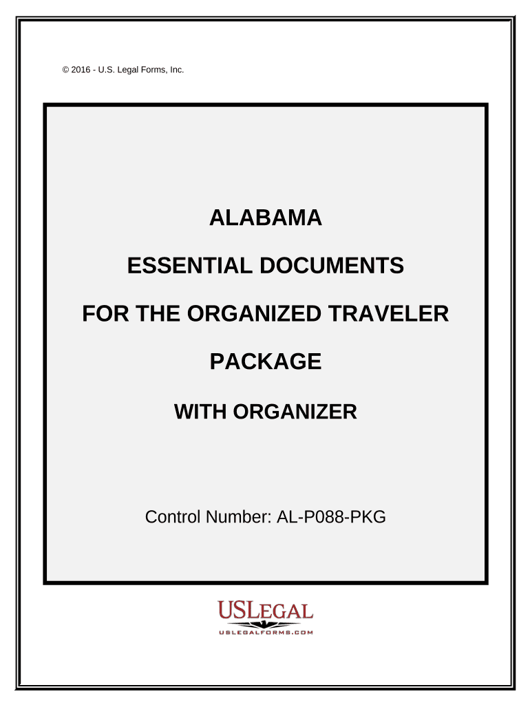 Essential Documents for the Organized Traveler Package with Personal Organizer Alabama  Form