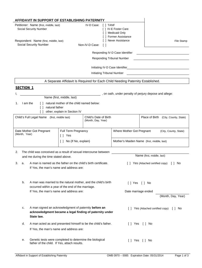 Alabama Paternity  Form