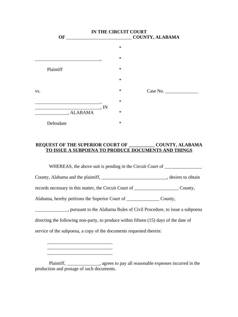 Al Subpoena  Form