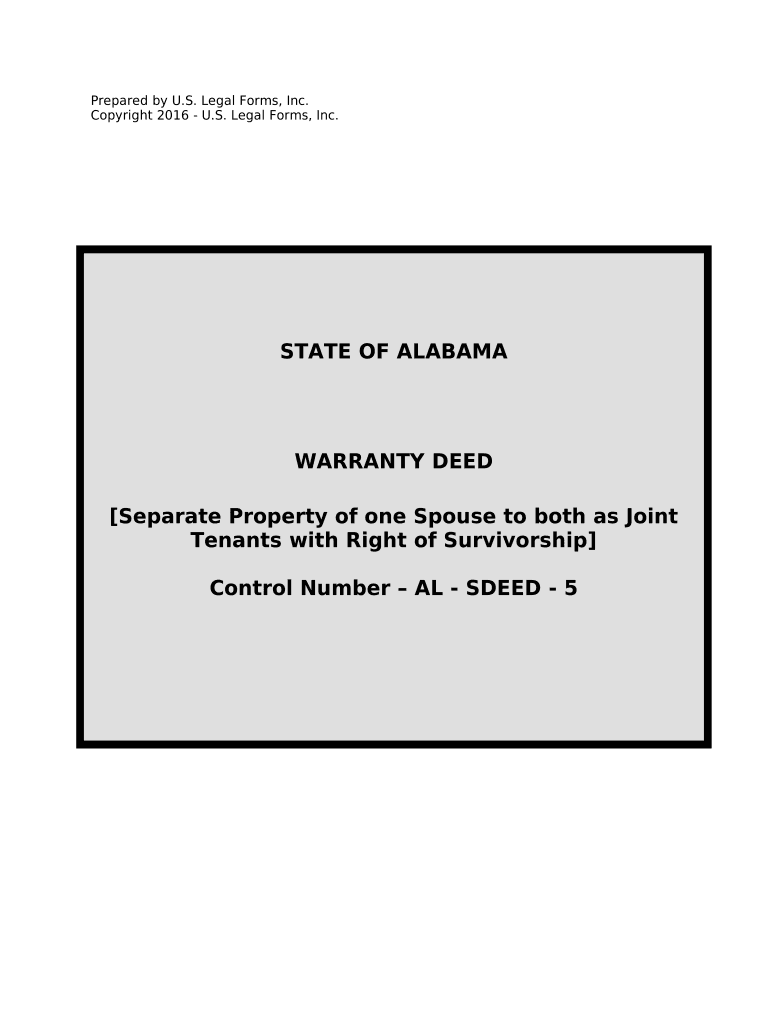 Warranty Deed to Separate Property of One Spouse to Both as Joint Tenants or as Community Property with Right of Survivorship Al  Form