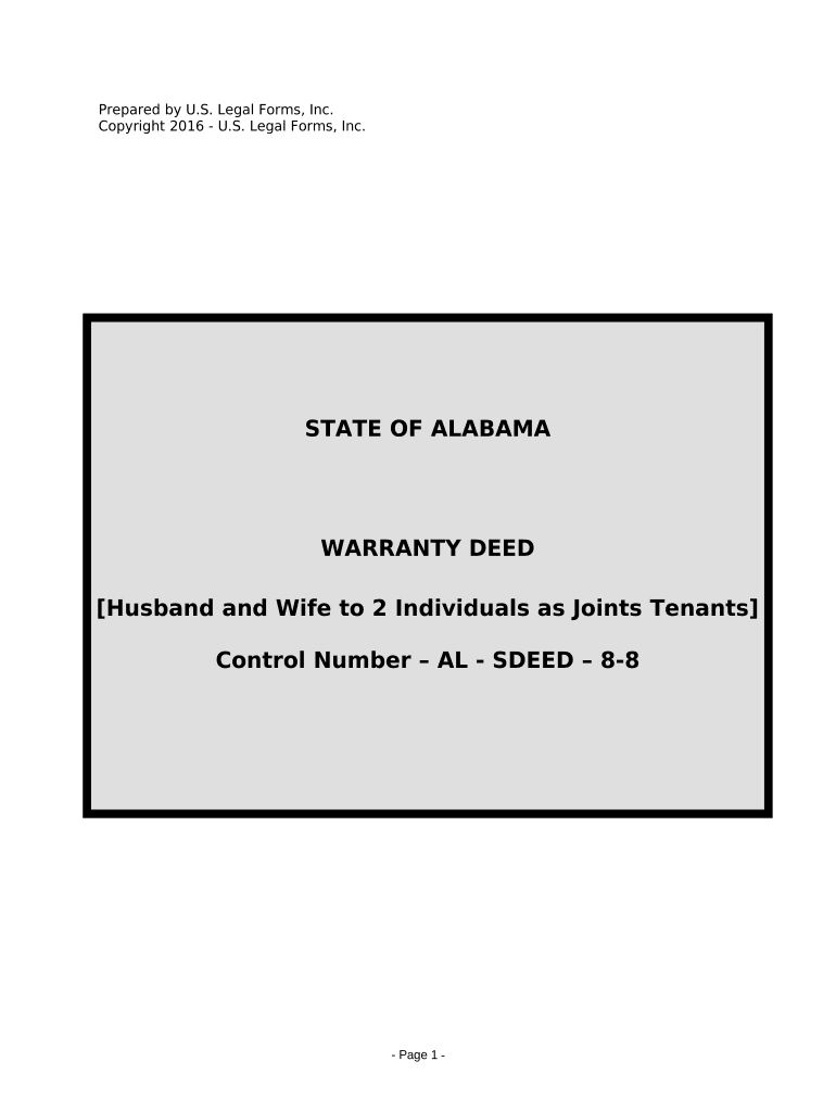 Warranty Deed Husband and Wife to Two Individuals Alabama  Form