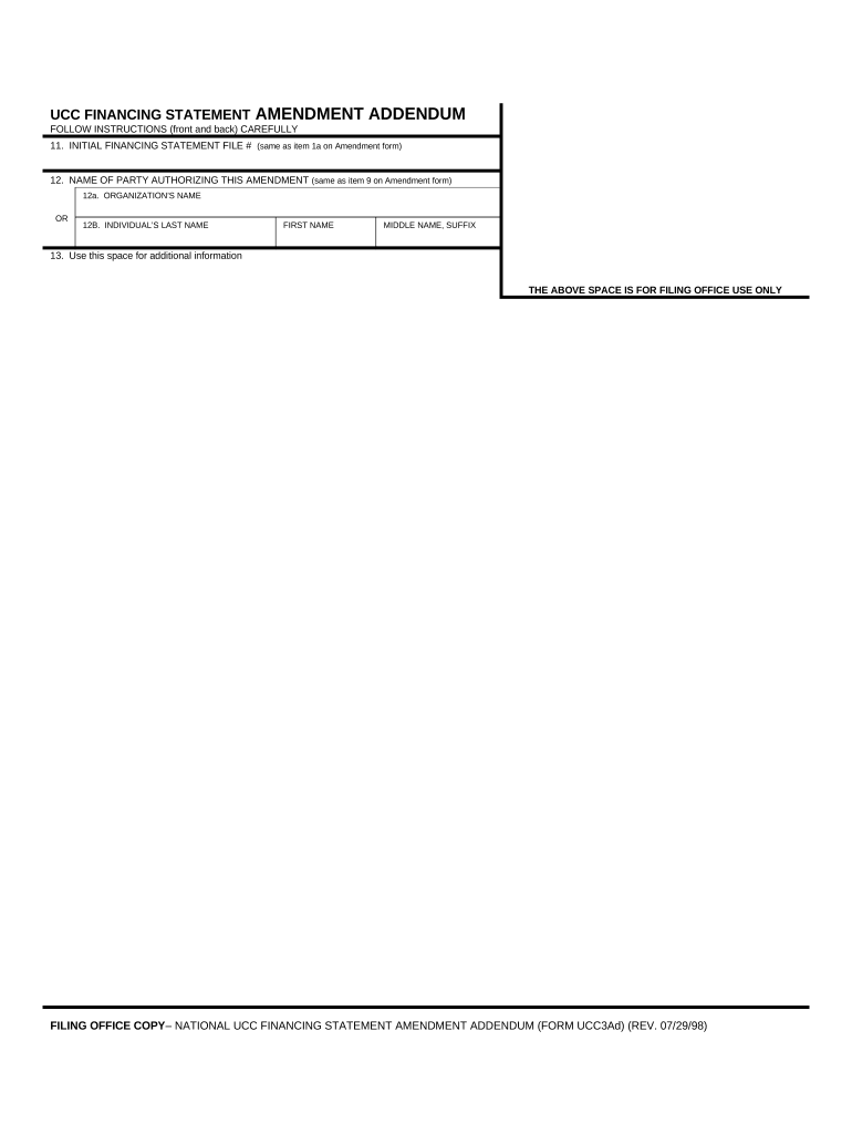 Alabama UCC3 Financing Statement Amendment Addendum Alabama  Form