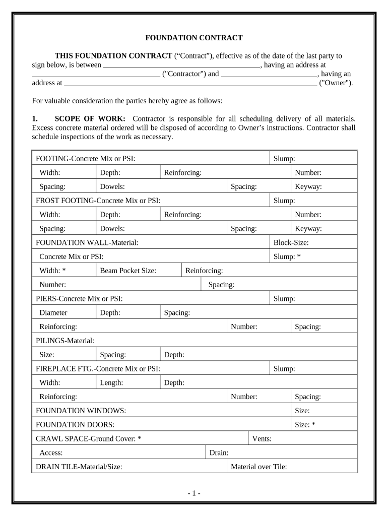 Foundation Contract for Contractor Arkansas  Form