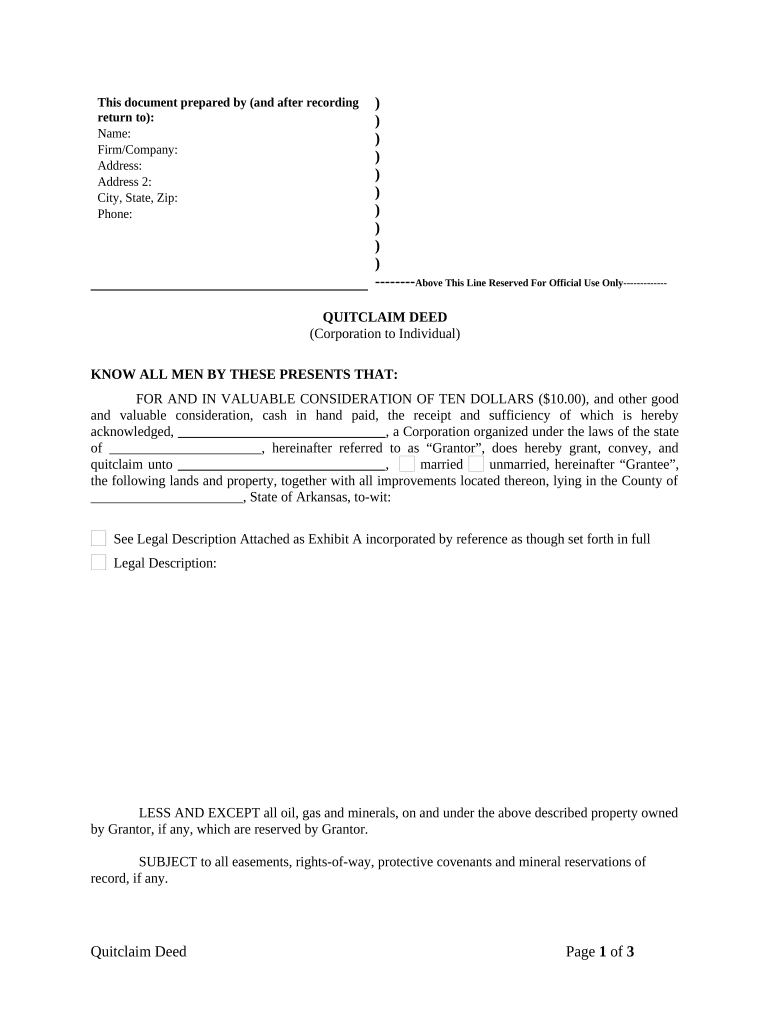 Warranty Deed from Corporation to Husband and Wife Arkansas  Form