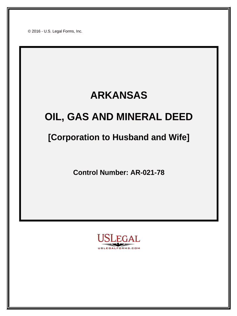 Oil Gas and Mineral Deed Corporation to Husband and Wife Arkansas  Form