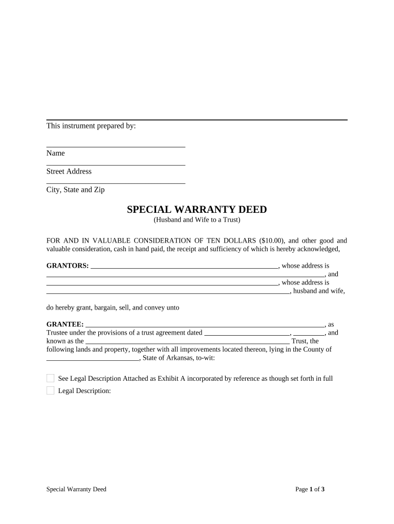 Arkansas Warranty Deed  Form