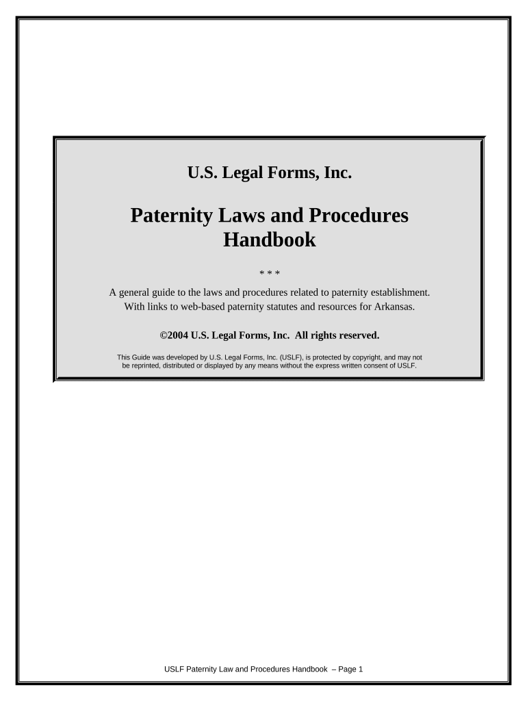 Paternity Law and Procedure Handbook Arkansas  Form