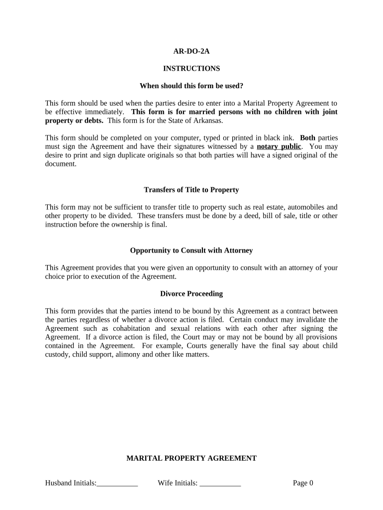 Marital Legal Separation and Property Settlement Agreement No Children Parties May Have Joint Property or Debts Effective Immedi  Form