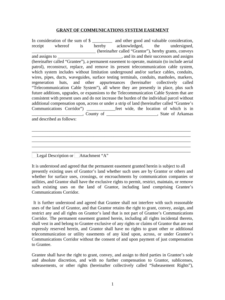 Arkansas Easement  Form