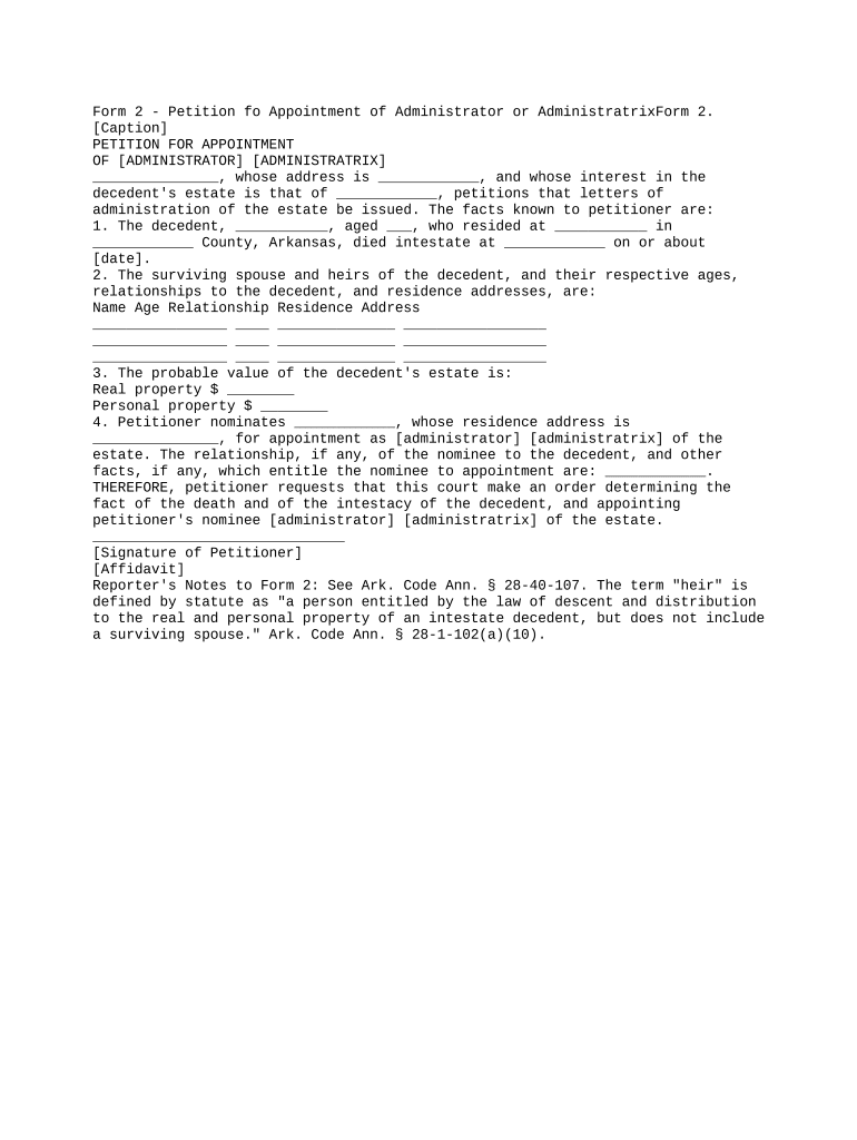 Arkansas Petition Form