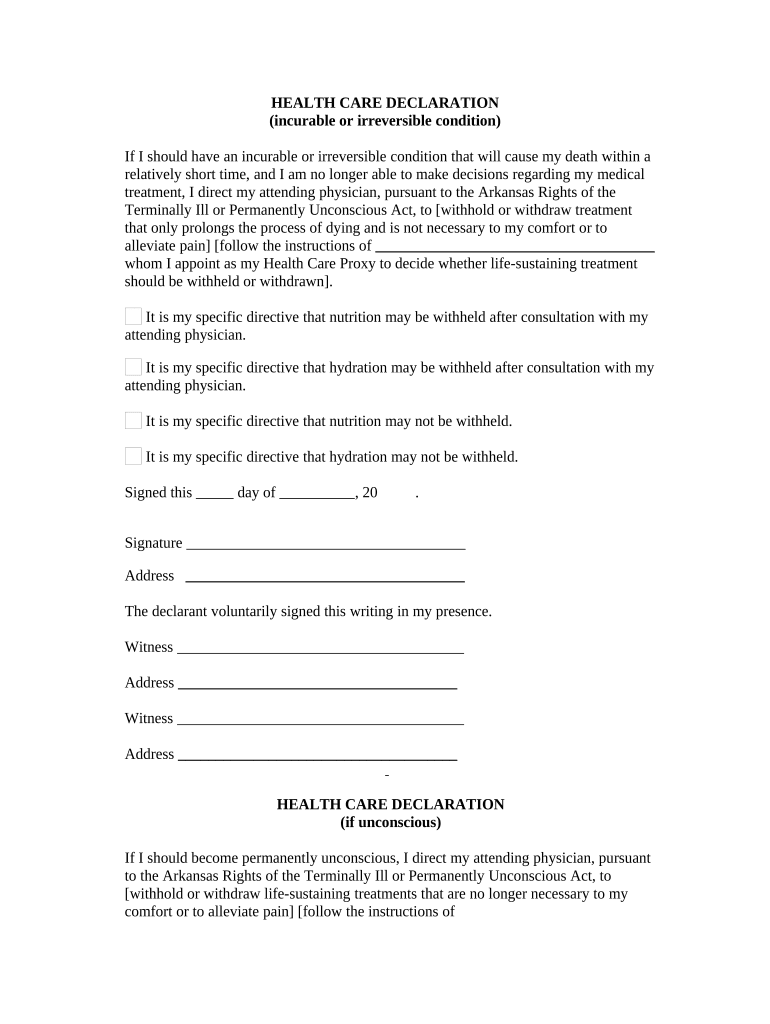 Arkansas Statutory  Form