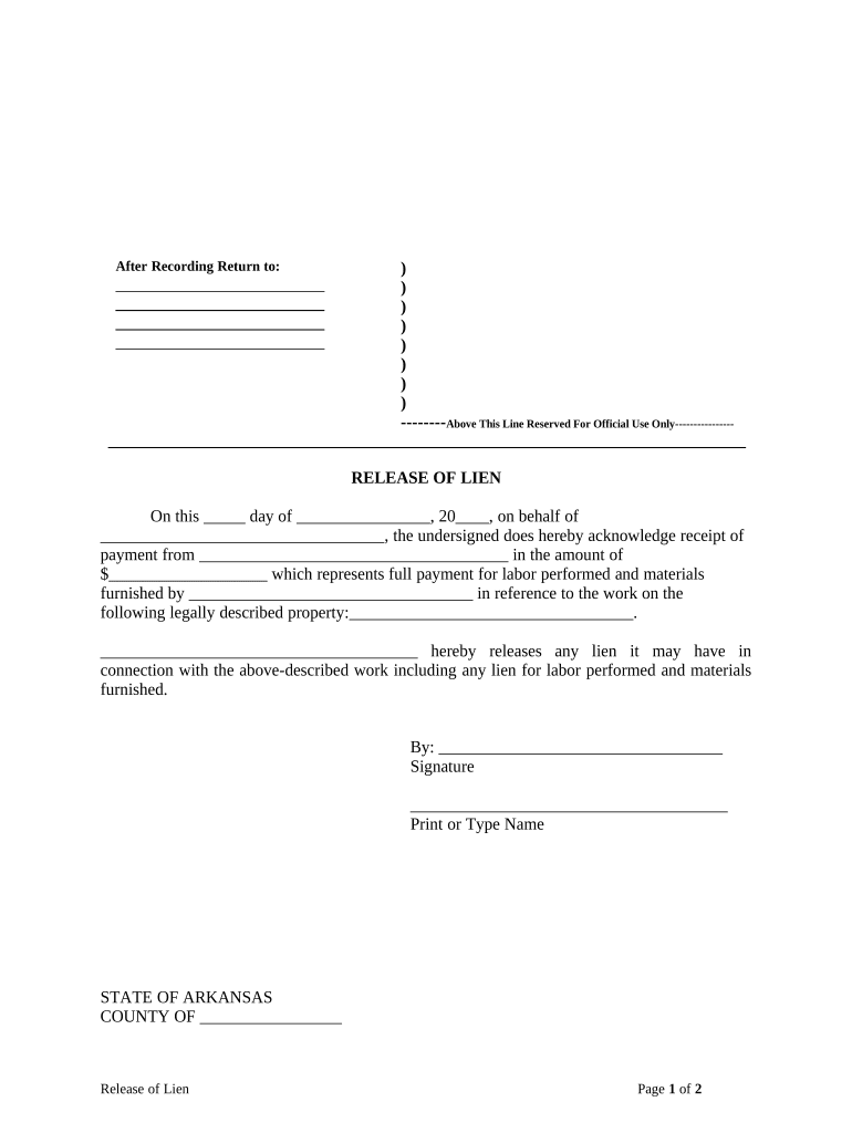 Ar Lien Form