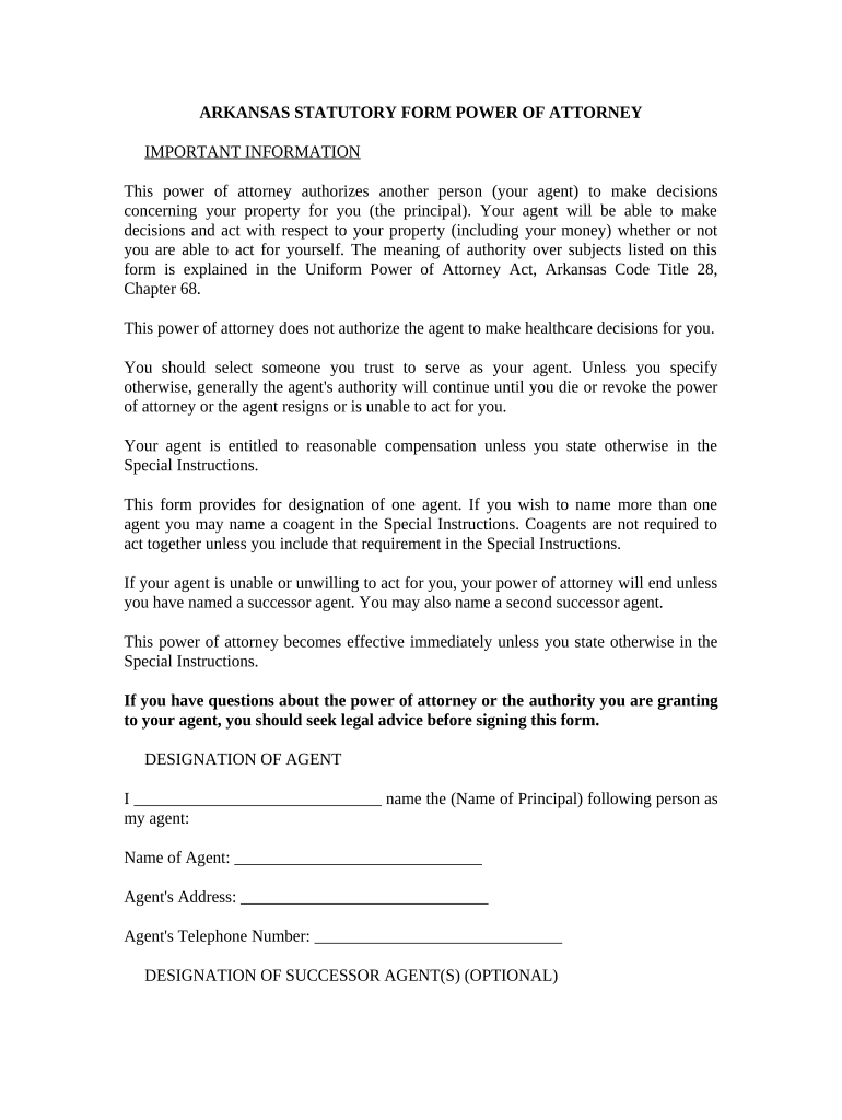 Arkansas Statutory Form