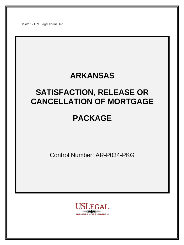 Satisfaction, Cancellation or Release of Mortgage Package Arkansas  Form