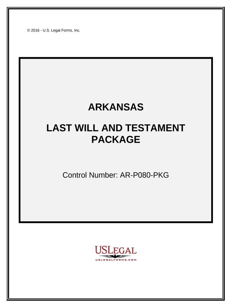 Last Will and Testament Package Arkansas  Form