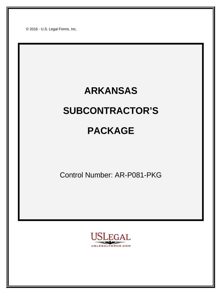 Subcontractors Package Arkansas  Form
