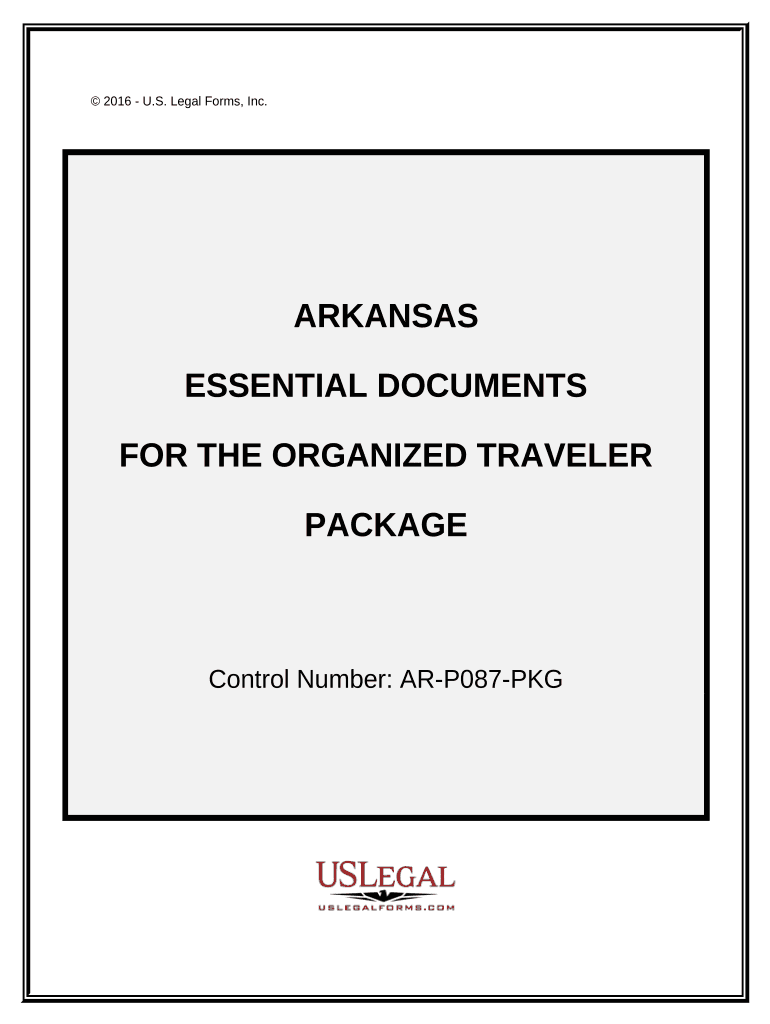 Essential Documents for the Organized Traveler Package Arkansas  Form