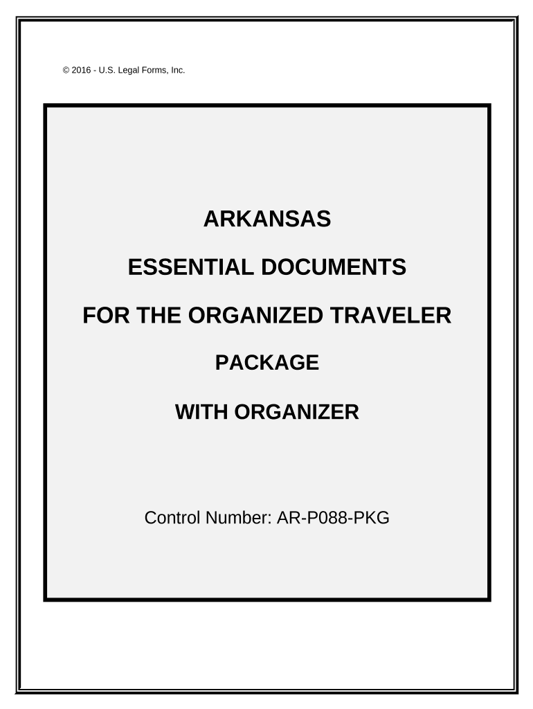 Essential Documents for the Organized Traveler Package with Personal Organizer Arkansas  Form