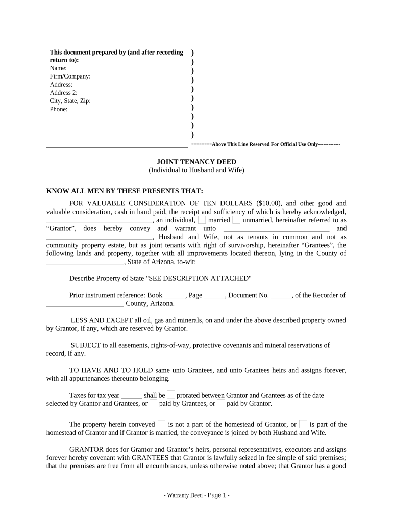 Joint Tenancy Deed  Form