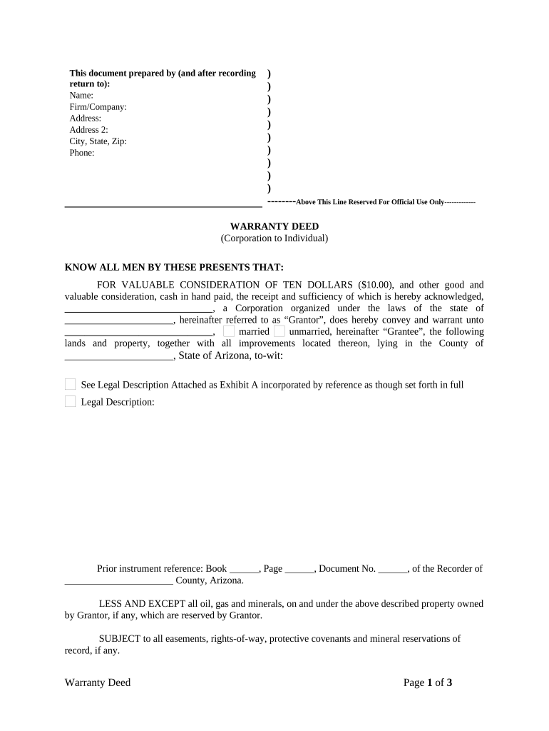 Warranty Deed Individual  Form