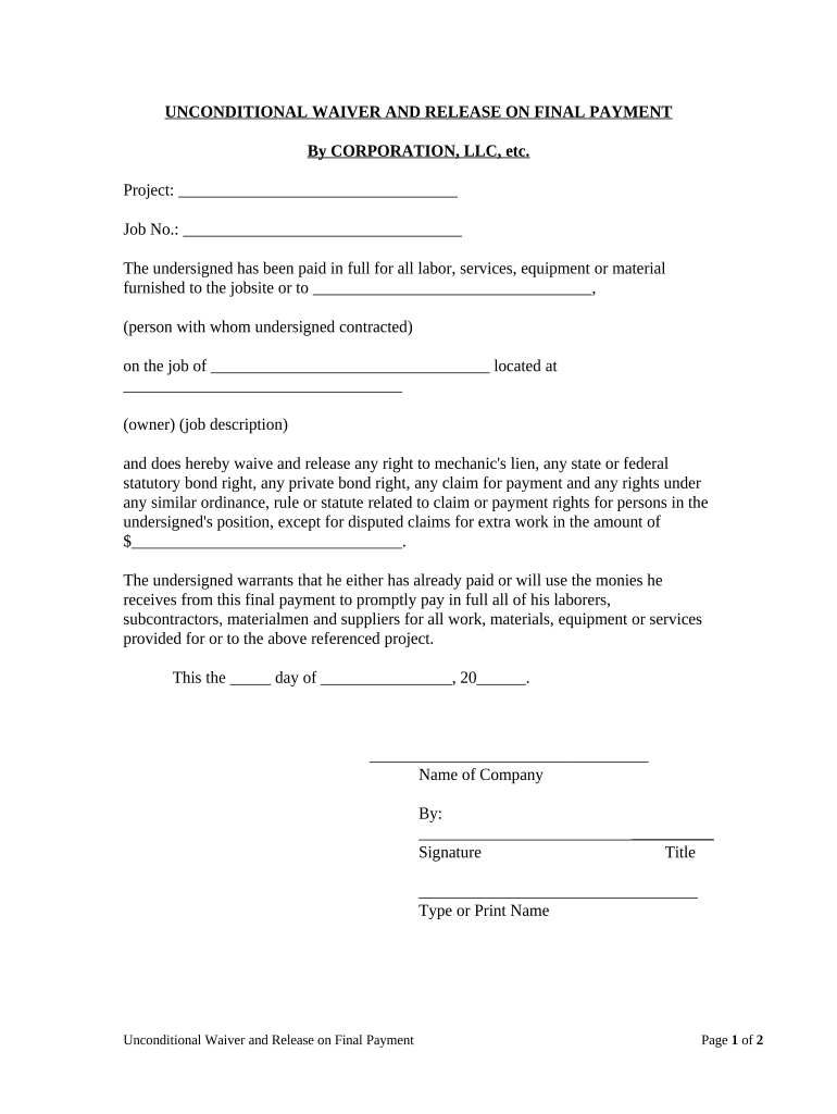 Unconditional Waiver  Form