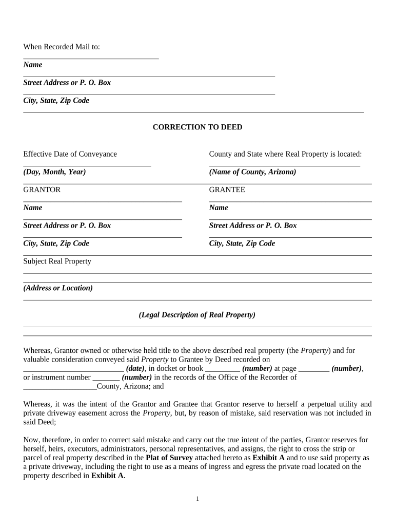 Arizona Correction Deed  Form