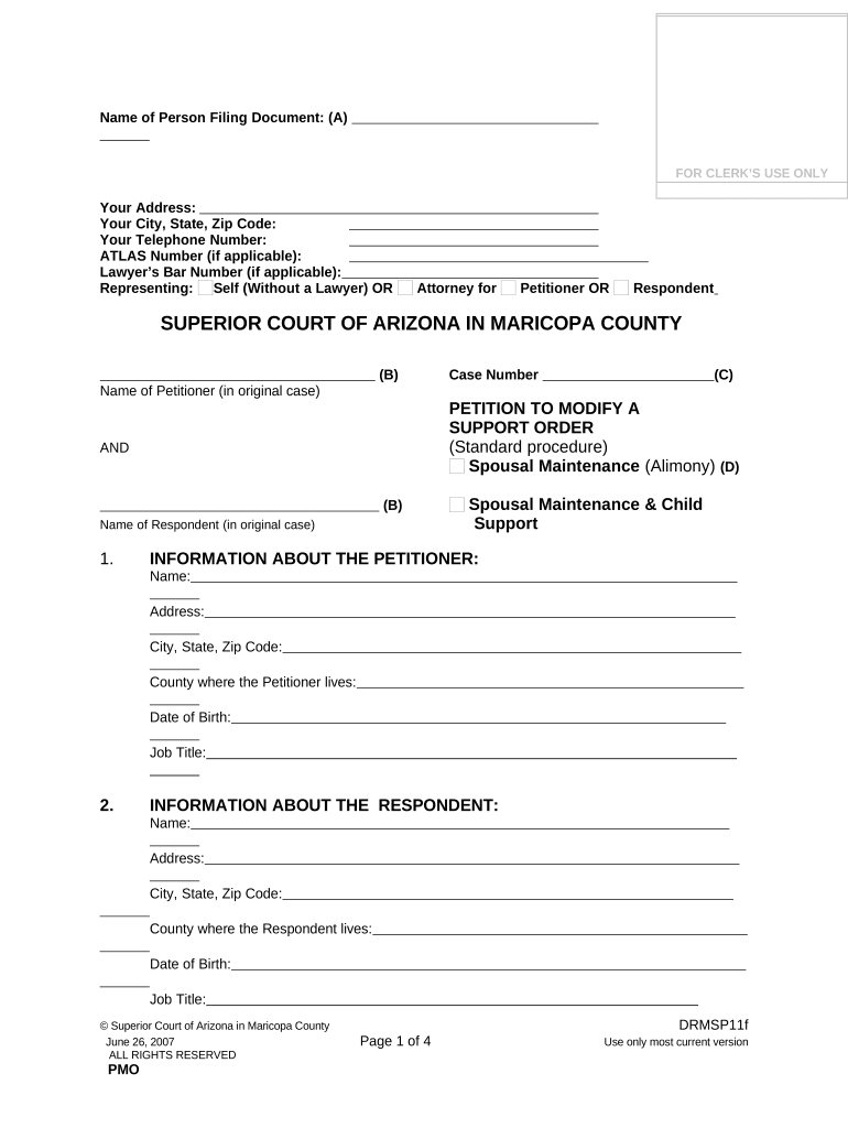 Modify Support Order  Form