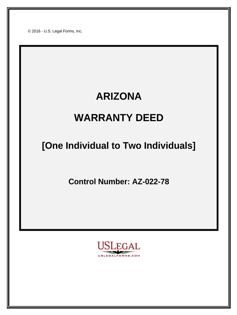 Warranty Deed One Individual to Two Individuals Arizona  Form