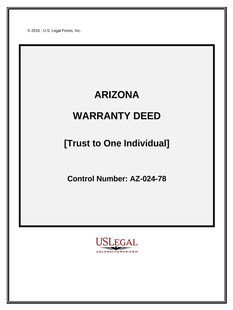 Warranty Deed Trust to One Individual Arizona  Form