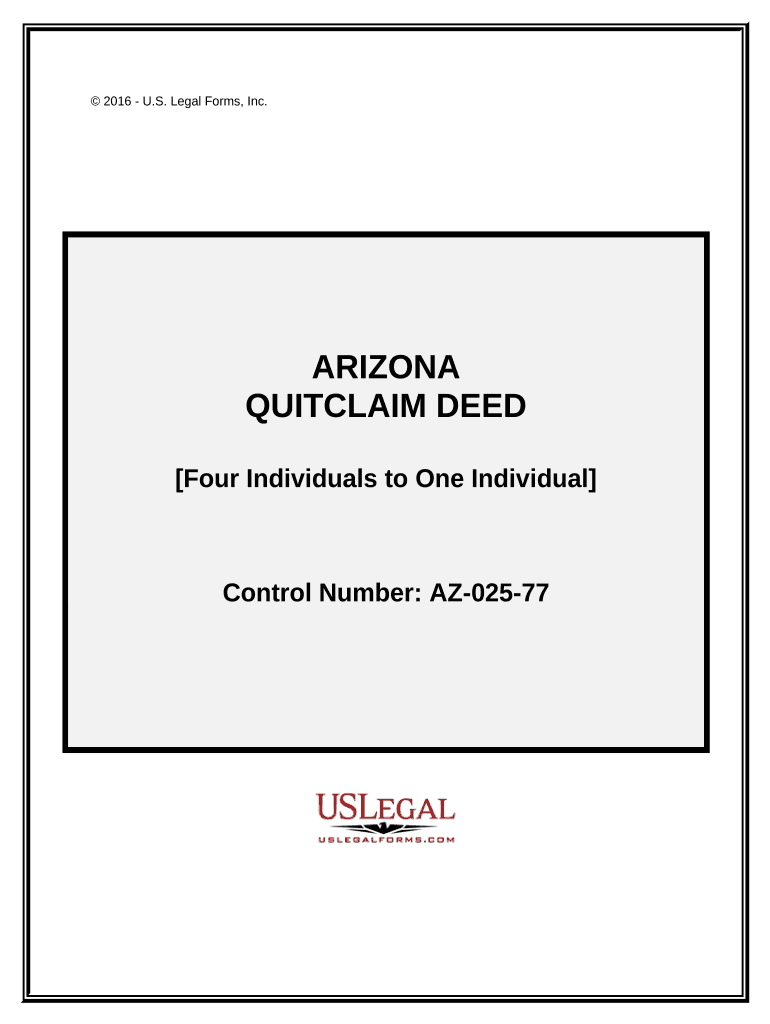 Quitclaim Deed Four Individuals to One Individual Arizona  Form