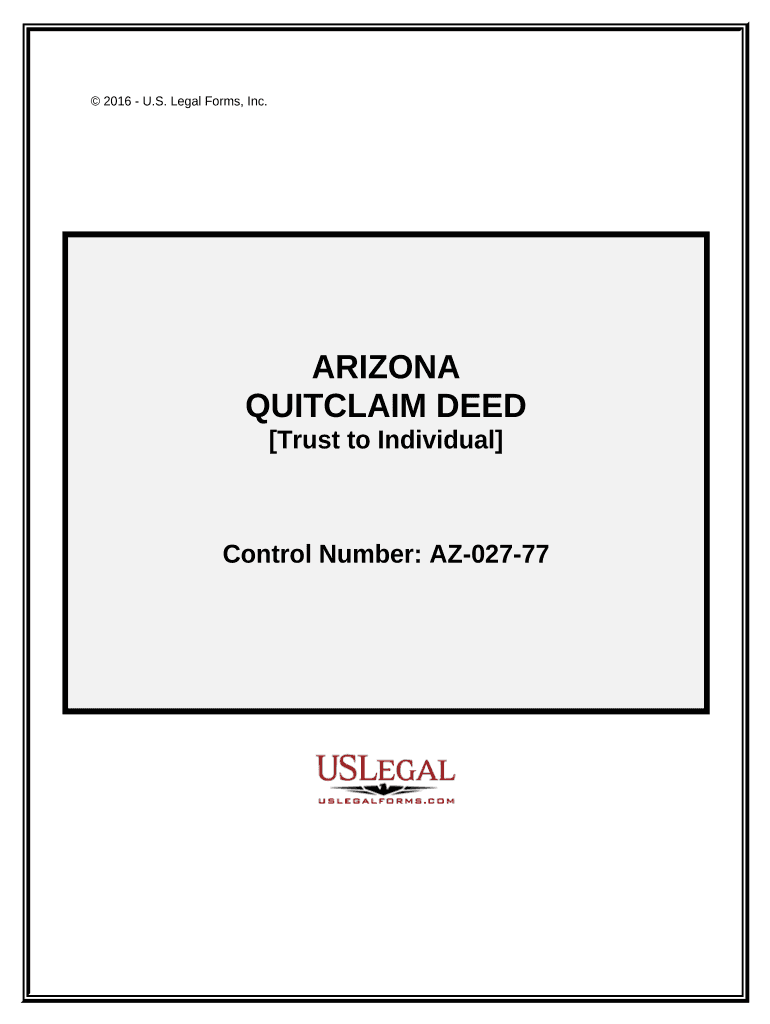 Quitclaim Deed Trust to Individual Arizona  Form