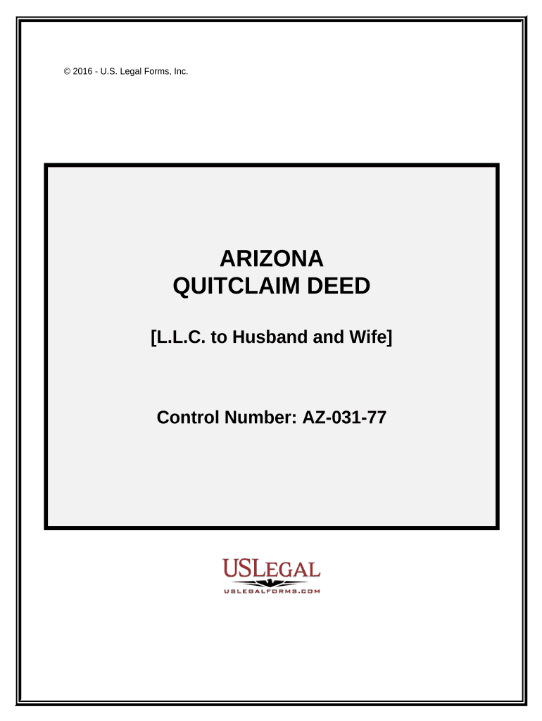 Quitclaim Deed from a Limited Liability Company to Husband and Wife Arizona  Form